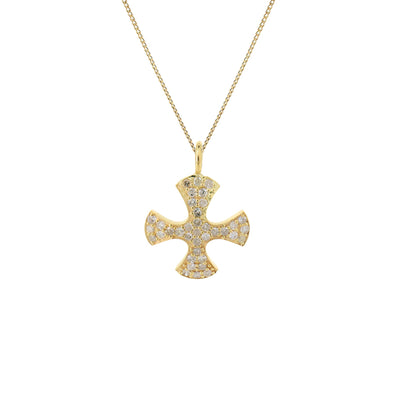Pave Cross Charm Charm Pendant 14K Gold
