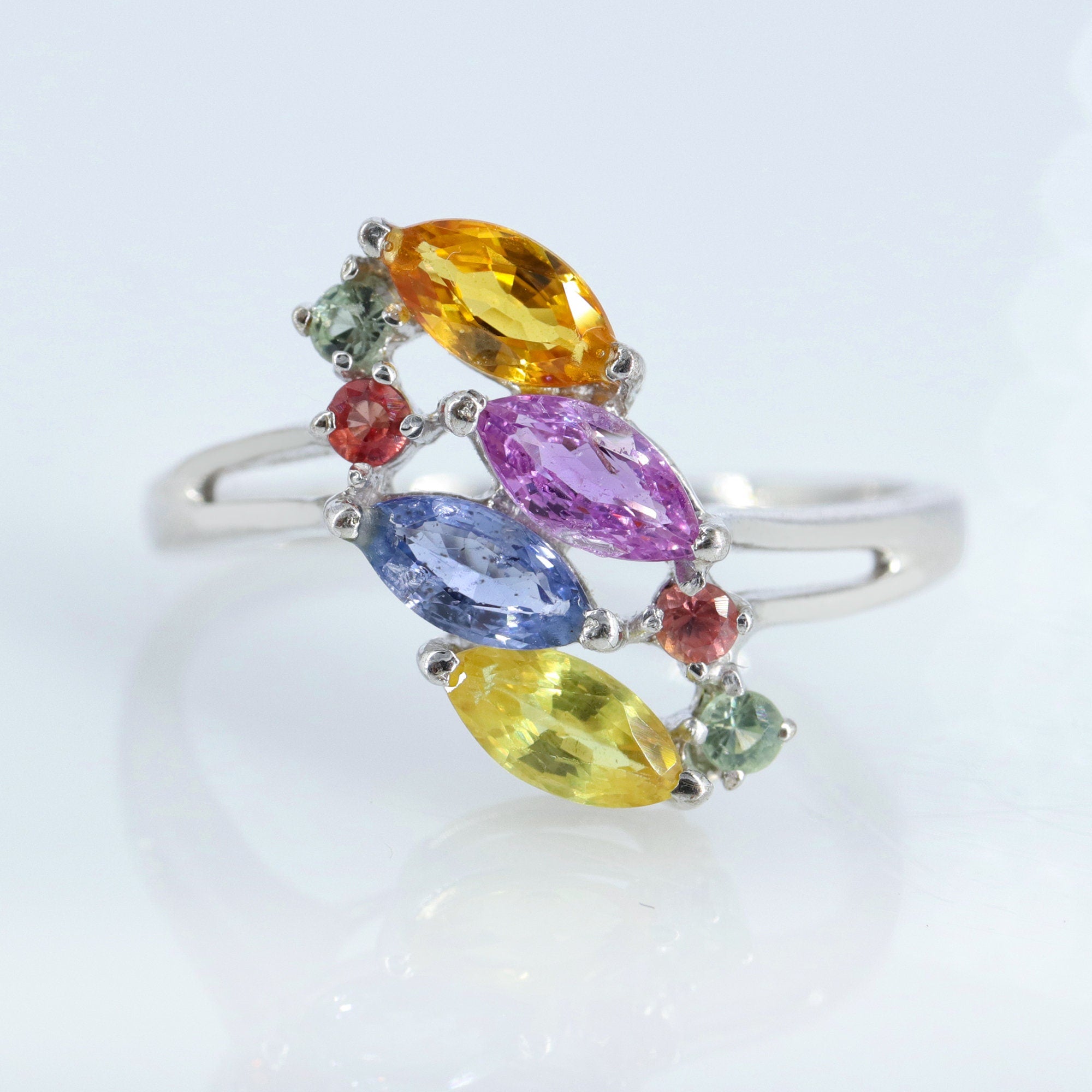 Multi Sapphire Ring Silver