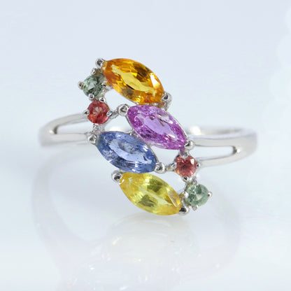 Multi Sapphire Ring Silver