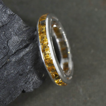 Full Eternity Band 925 Sterling Citrine Stackable Band Ring Silver