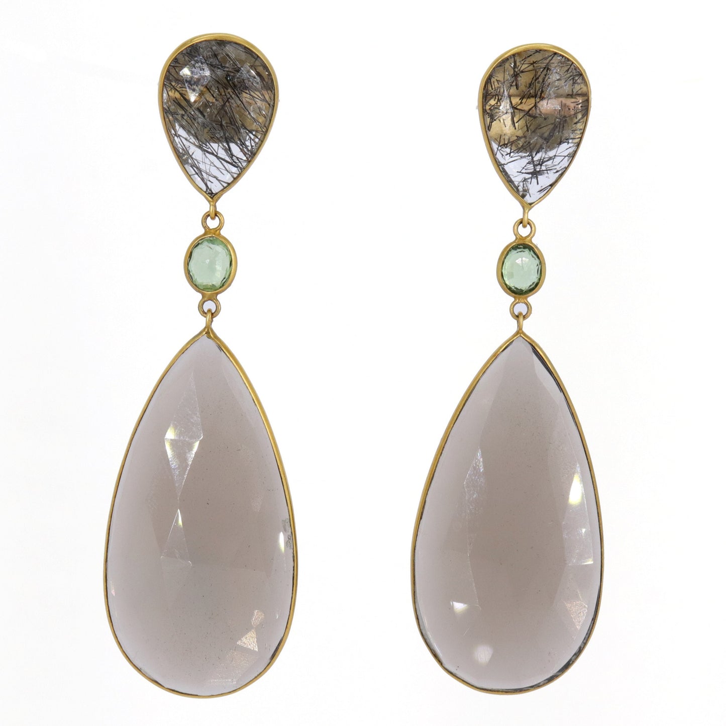 Black Rutilated Quartz Earring 18K Gold