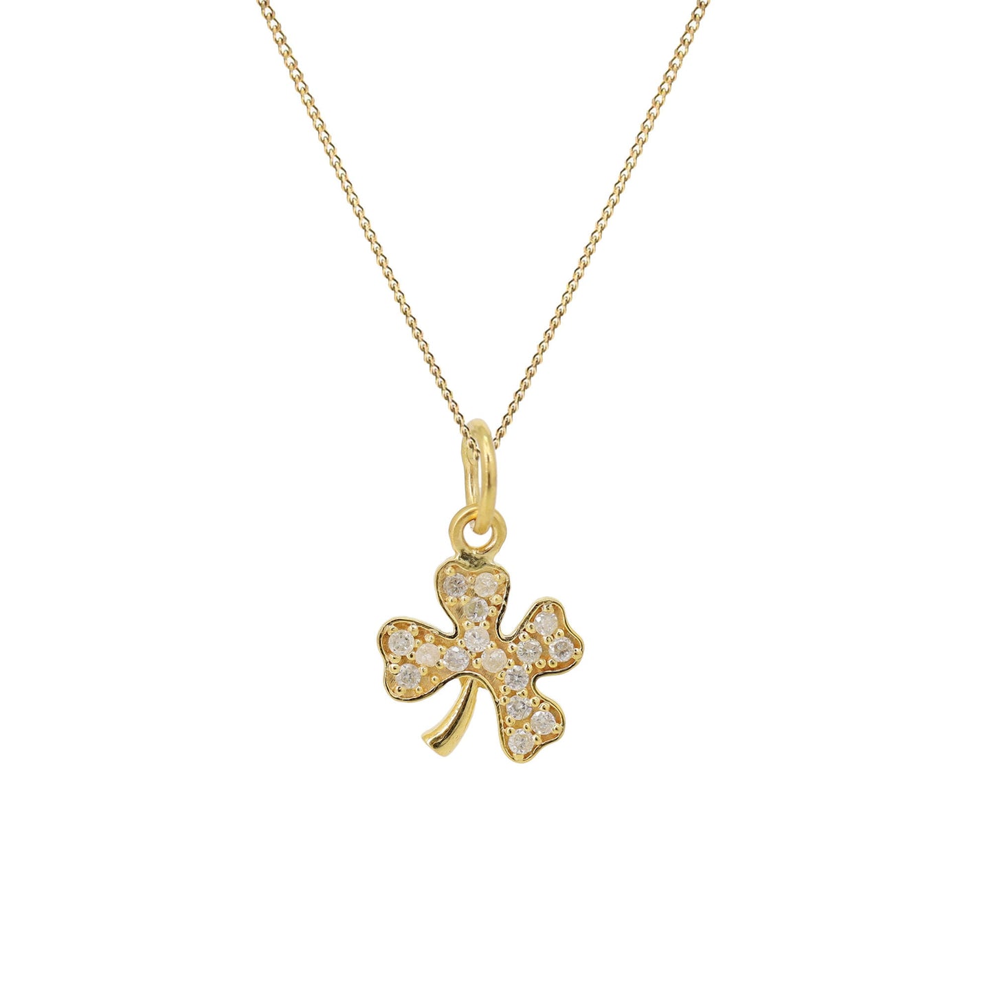 Very Beautiful Luck Leaf Designer Pave Pendant 14K Gold