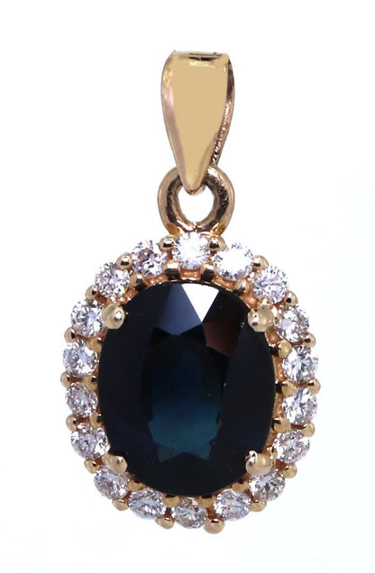 Blue Sapphire Yellow Pendent Pendant 14K Gold