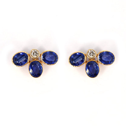 Genuine Sapphire/Ruby Studs/ Yellow Blue Sapphire/Ruby Earring 14K Gold
