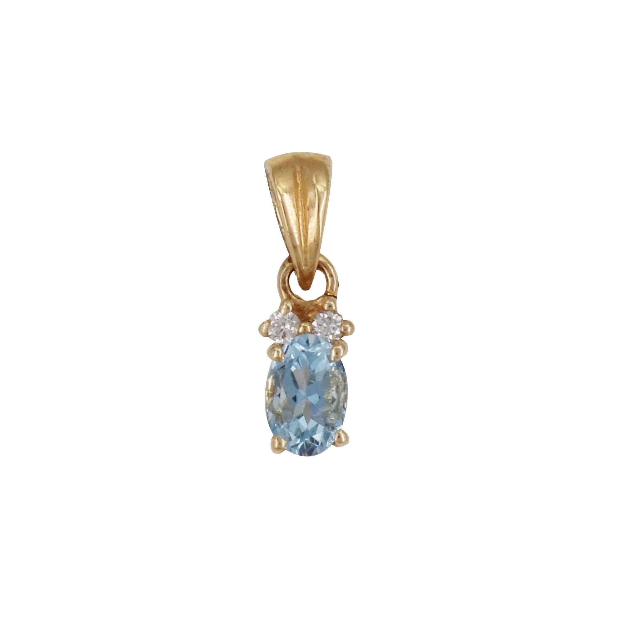 Tiny Aquamarine Pendant 14K Gold