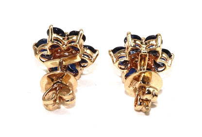 Genuine Blue Sapphire Stud Earring 14K Gold