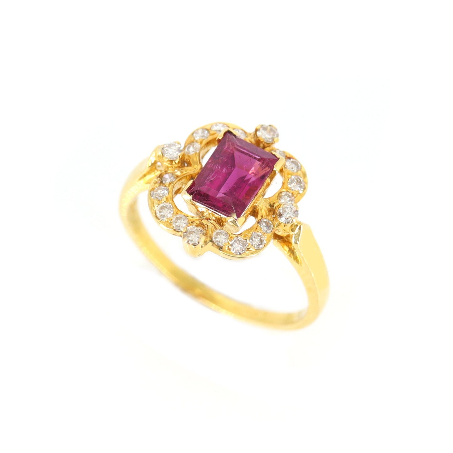Rubellite Tourmaline & Yellow Ring 18K Gold