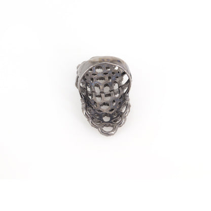 Pave Filigree Women'S Ring Silver