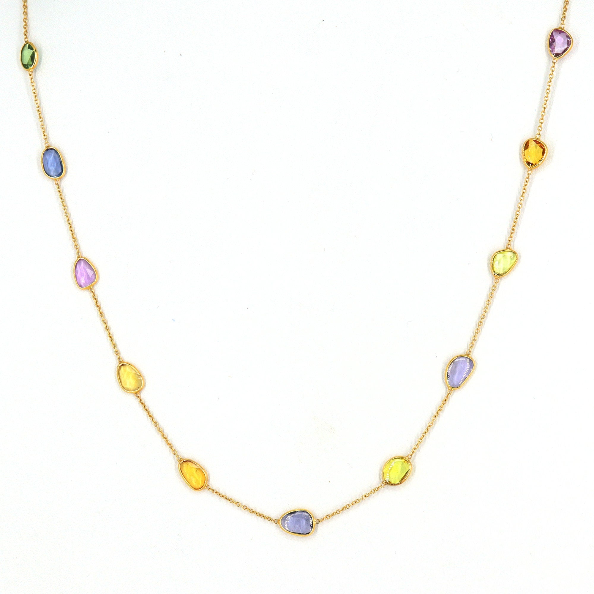 Yellow Sapphire Gemstone Necklace 18K Gold