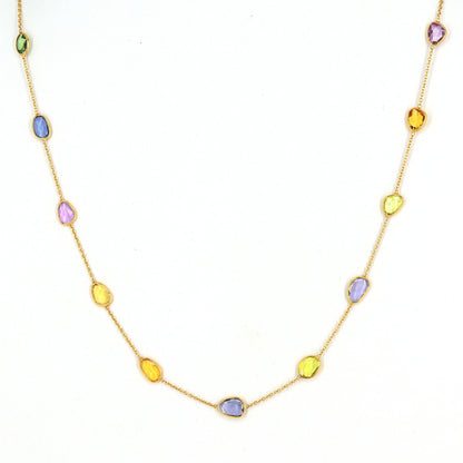 Yellow Sapphire Gemstone Necklace 18K Gold