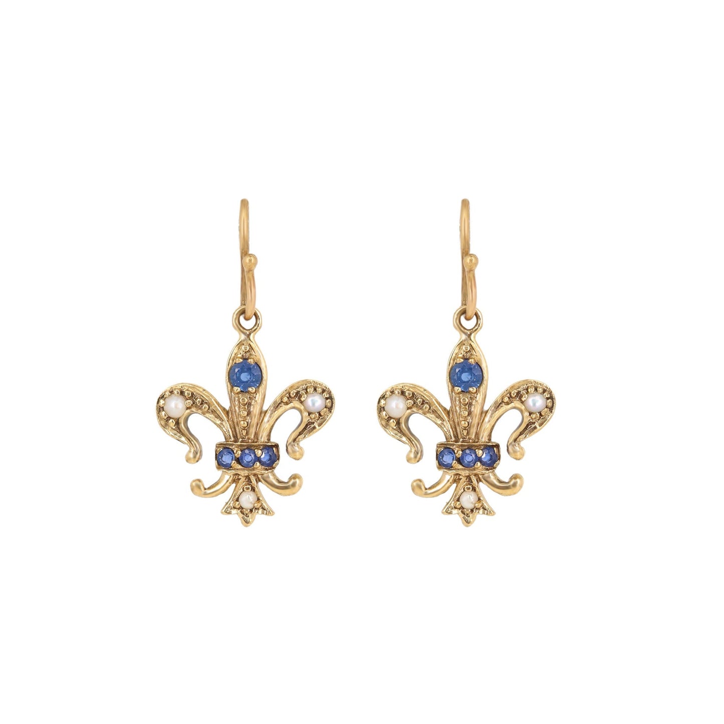 Tiny Pearl Blue Sapphire Earring Gold