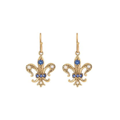 Tiny Pearl Blue Sapphire Earring Gold
