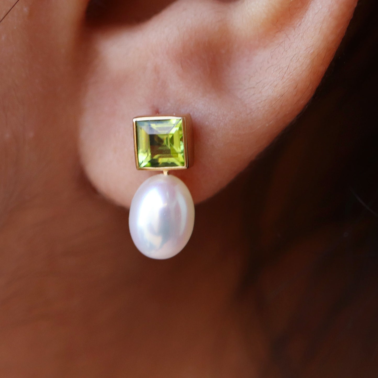 Amethyst/Peridot/Garnet Pearl Drop Earring Gold