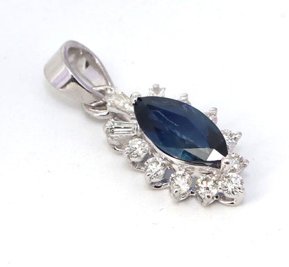 Blue Sapphire White Pendent White Pendant 18K Gold