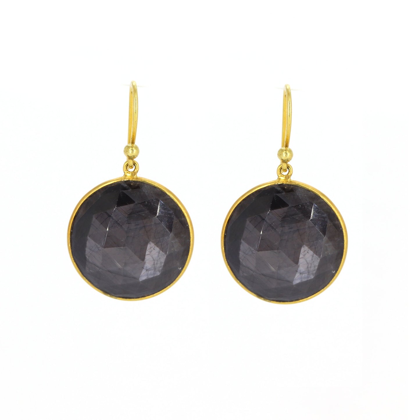 Grey Silk Sapphire Stone Earring 18K Gold