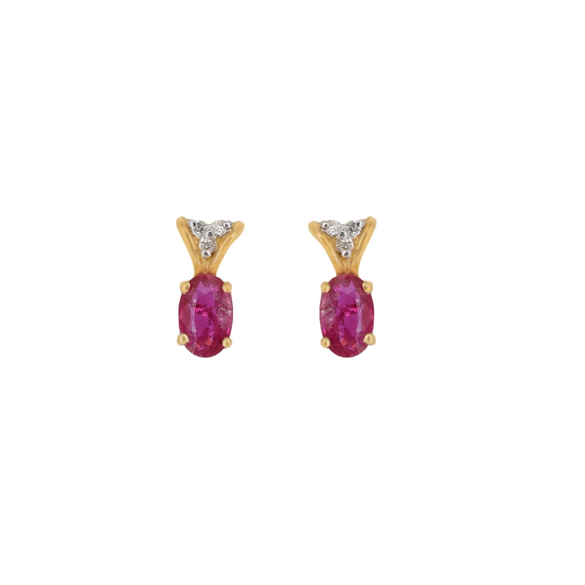 Dainty Ruby Stud Earring 14K Gold