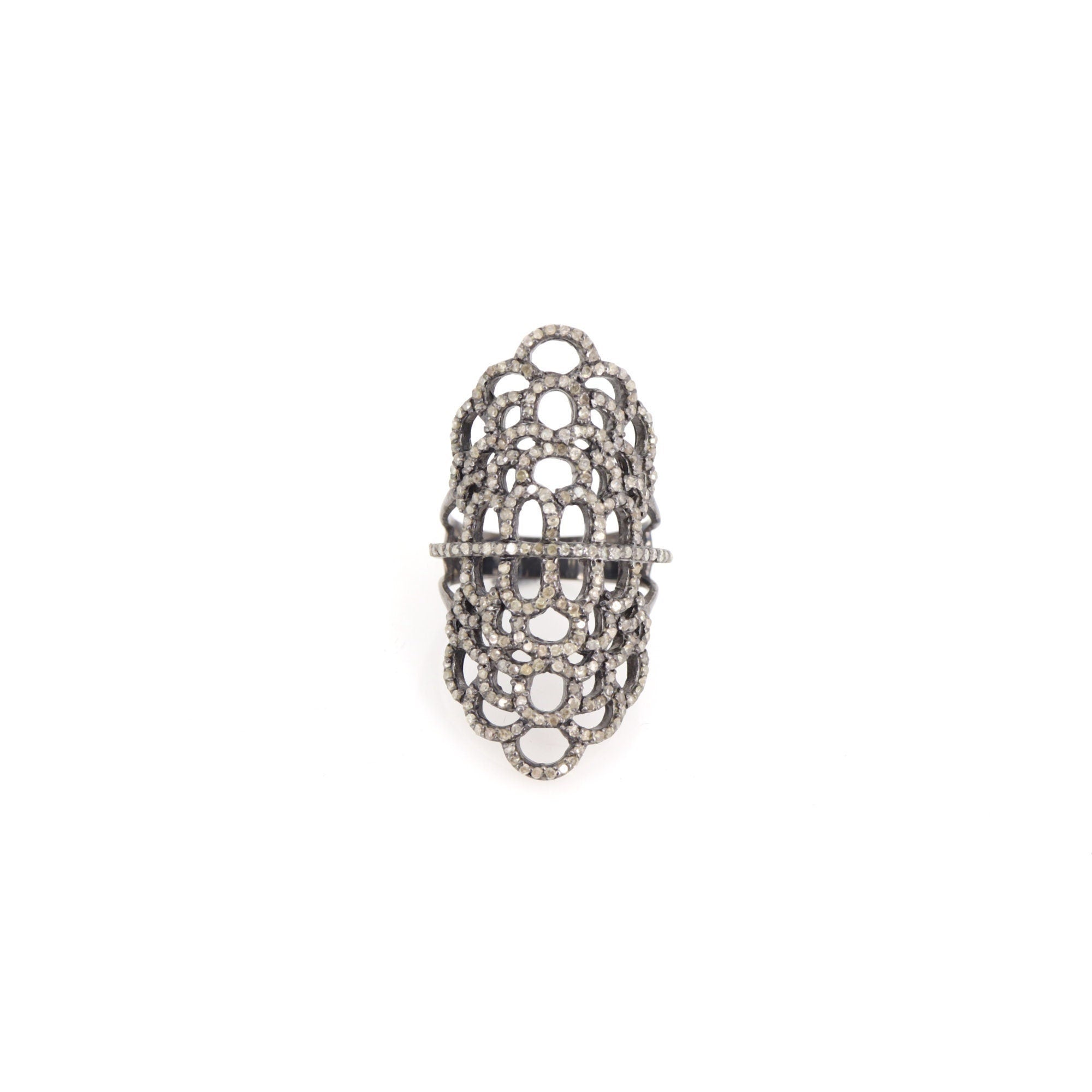 Pave Filigree Women'S Ring Silver