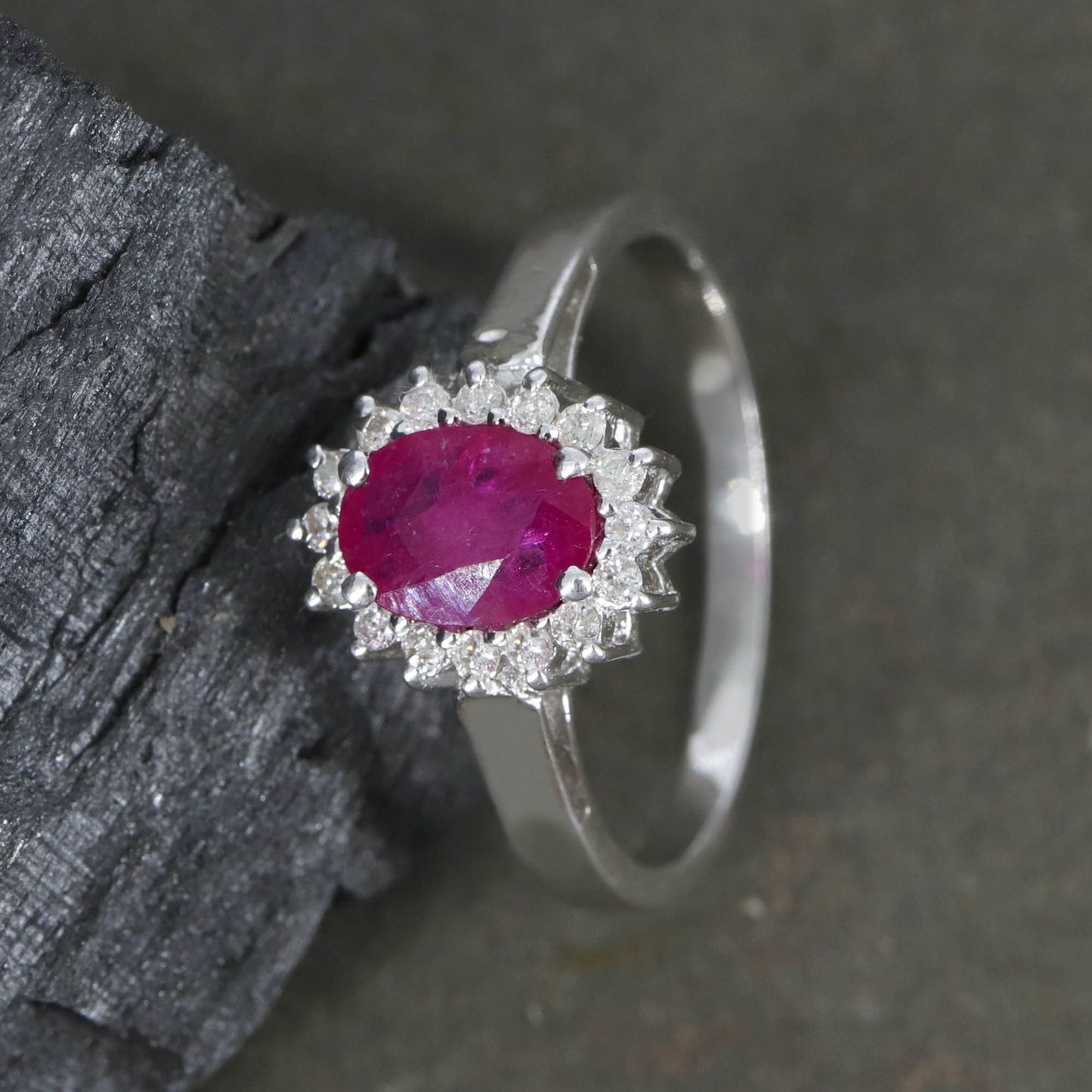 Faceted Ruby Ring Silver