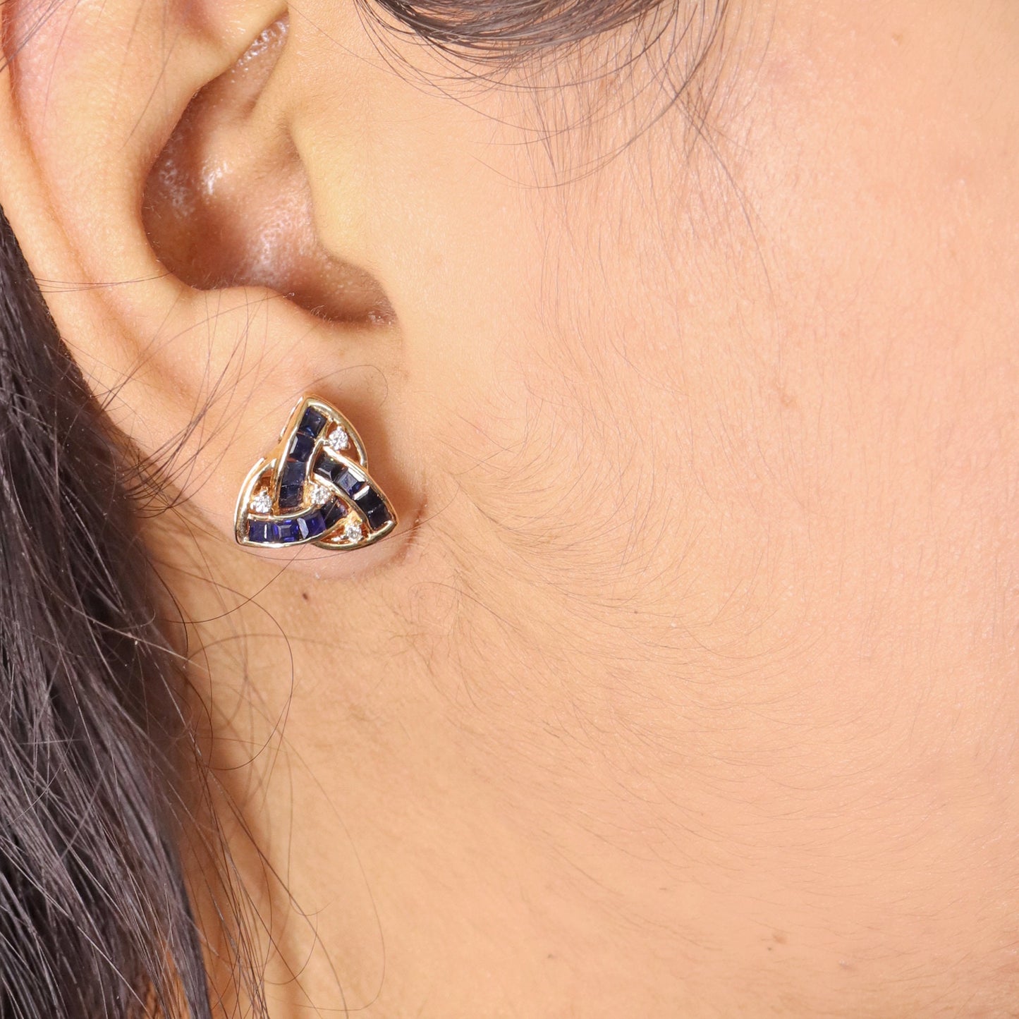Blue Sapphire Earring 14K Gold