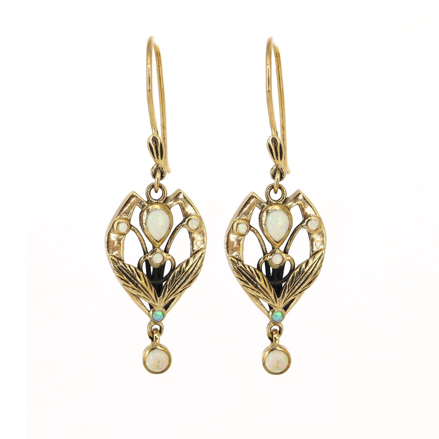 9Ct 9K Yellow Ethiopian Opal Antique Earring Gold