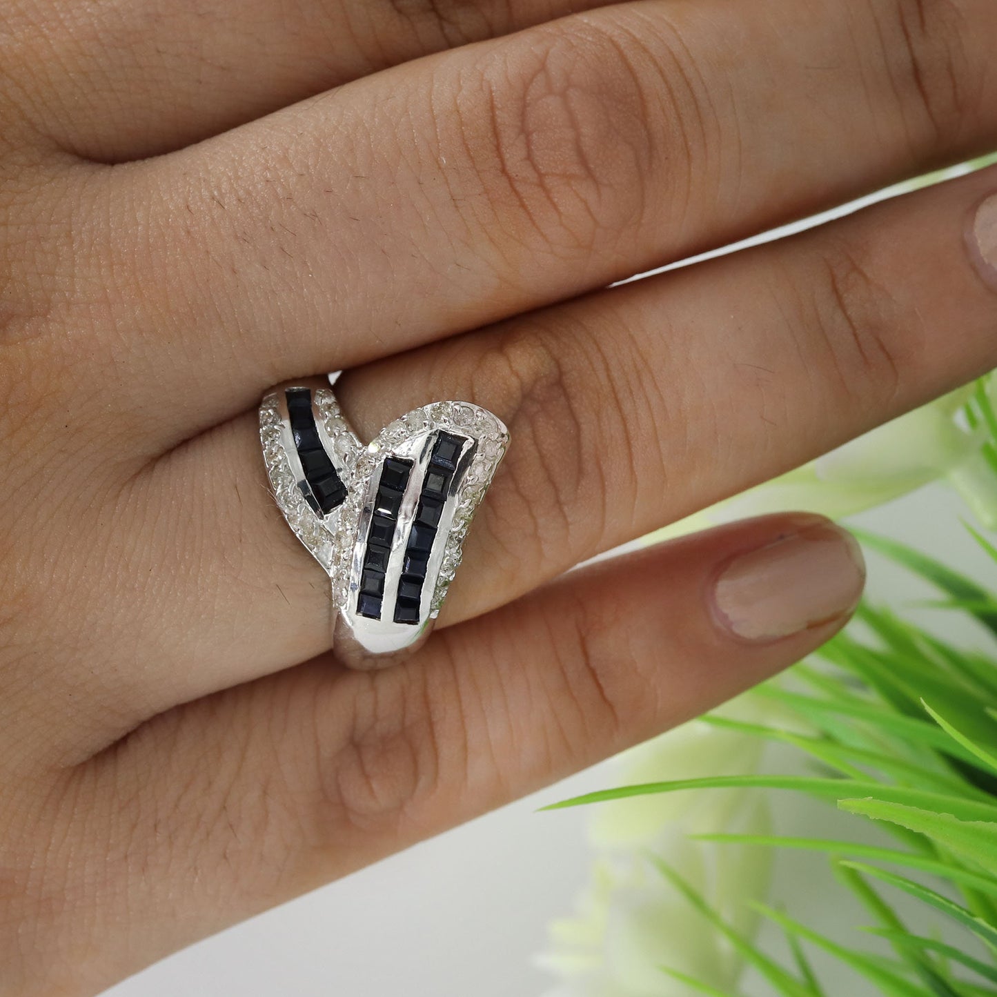 Statement Sapphire Ring Silver