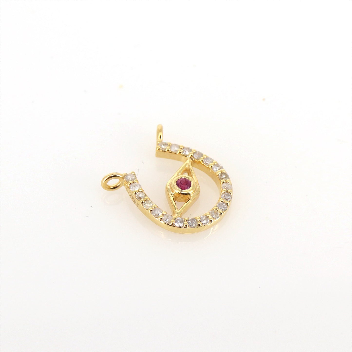 10X11Mm Horseshoe Charm Horseshoe Charm Ruby Evil Eye Horseshoe Charm Bracelet 14K Gold