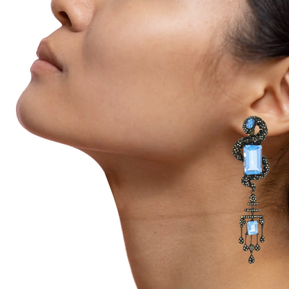 Blue Topaz Stone Earring Silver