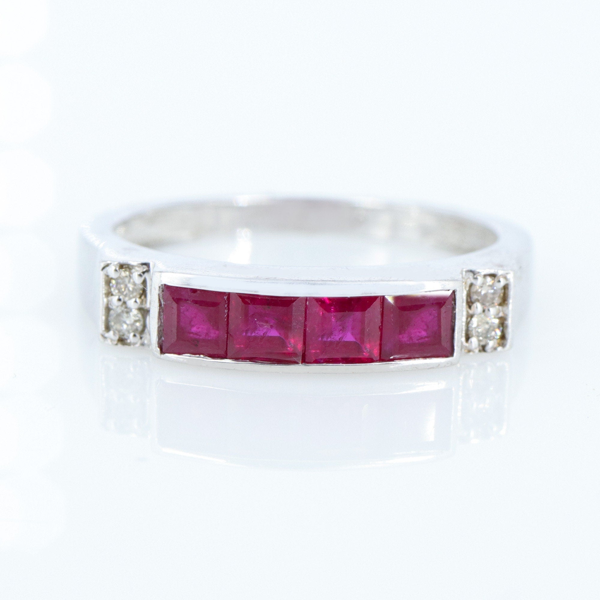 Square Cut Ruby Ring Silver