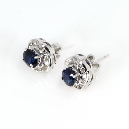 Ceylon Blue Sapphire Stud Earring 18K Gold