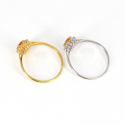 White/Yellow Cluster Engagement Ring 14K Gold