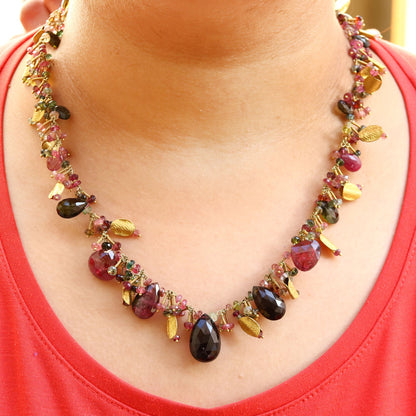 Tourmaline Beaded Necklace 18K Gold