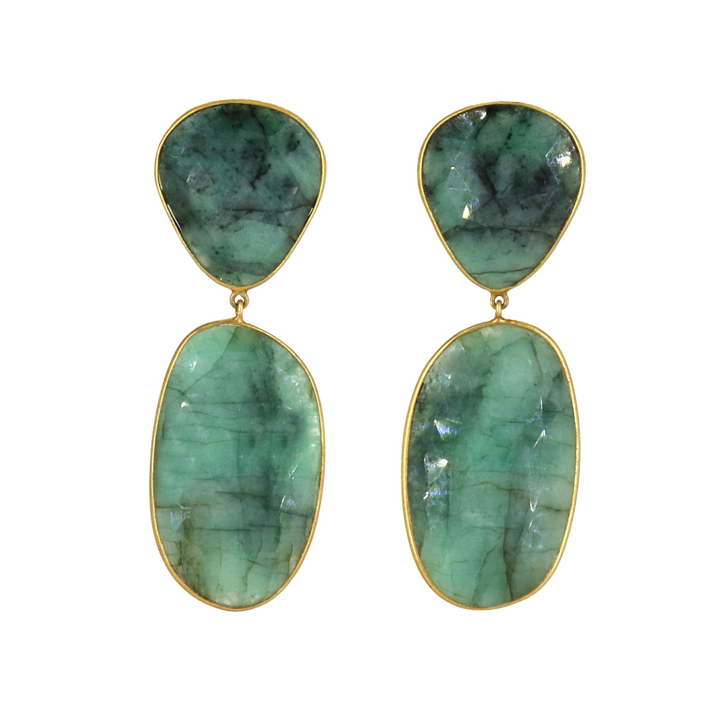 Rose Cut Emerald Earring 18K Gold