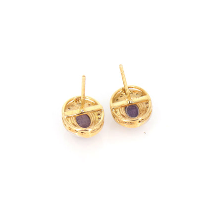 Star Ruby Studs Yellow Studded Real Certified Genuine Ruby Cabochon Solitaire Earring 14K Gold