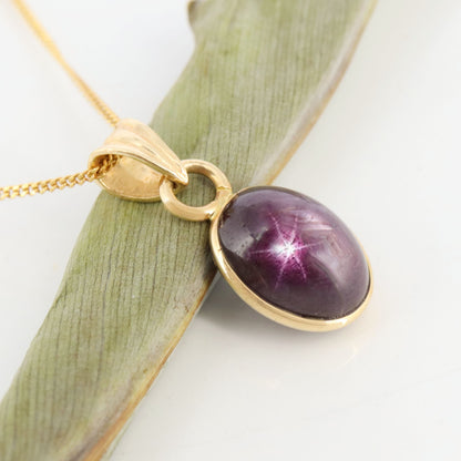 Star Ruby Pendant 14K Gold