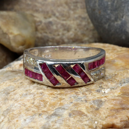Beautiful Band Ruby Band 925 Band Ring Silver