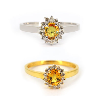 Minimalist White/Yellow Cluster Setting Ring 14K Gold