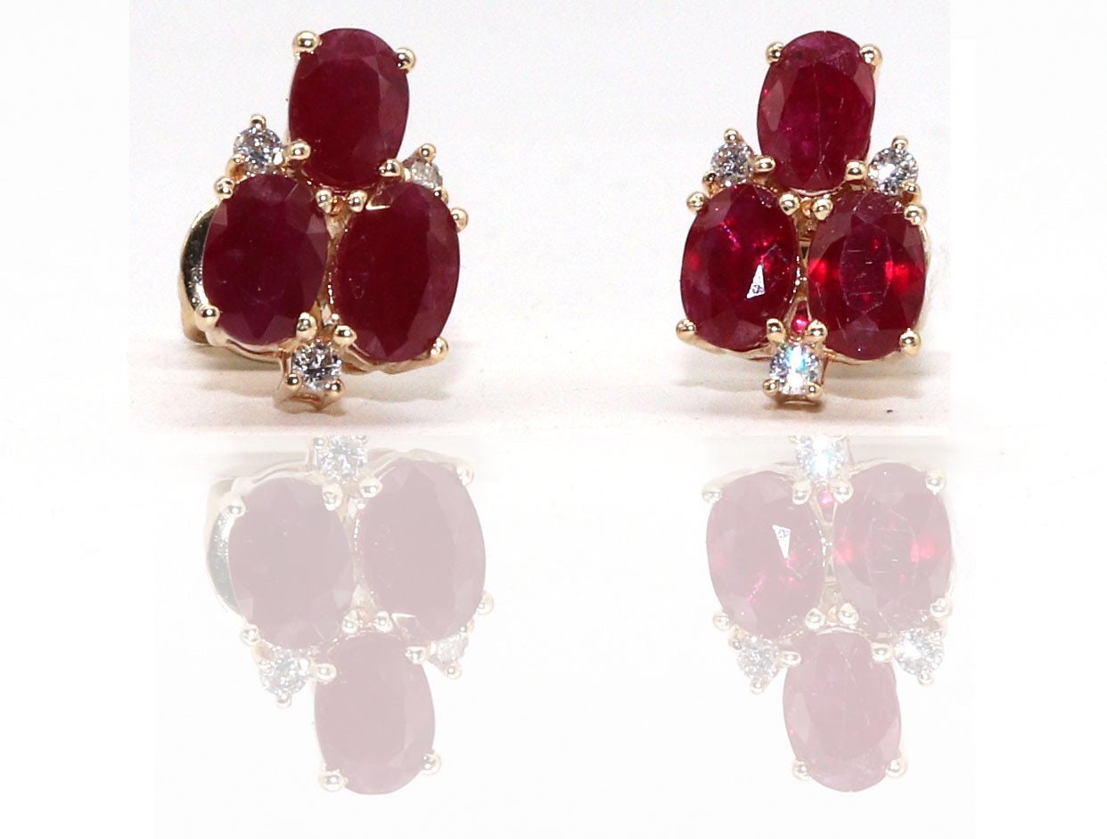 Handmade Ruby Stud Earring 14K Gold