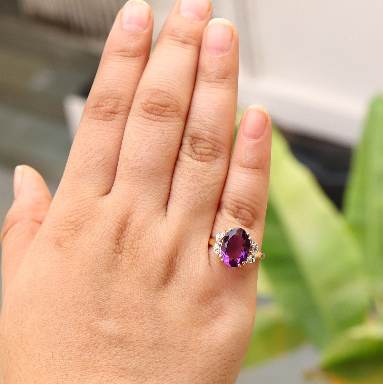 Extremely Rare Amethyst Ring 14K Gold