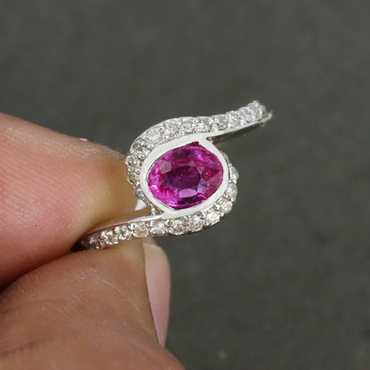 Oval Cut Ruby Ring Silver