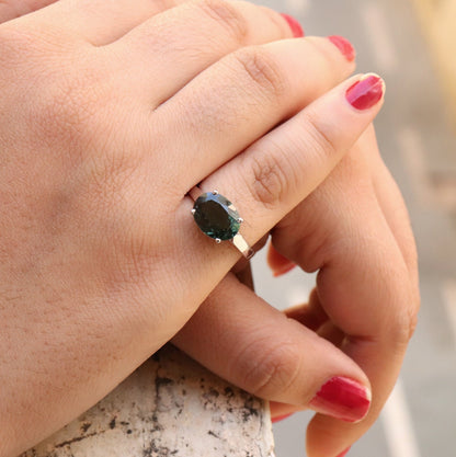 Nice Green Transparent Tourmaline Ring 14K Gold