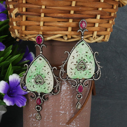 Green Jade Drop Earring