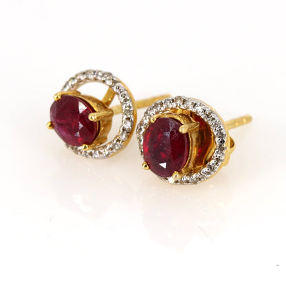Ruby Halo Earring 18K Gold