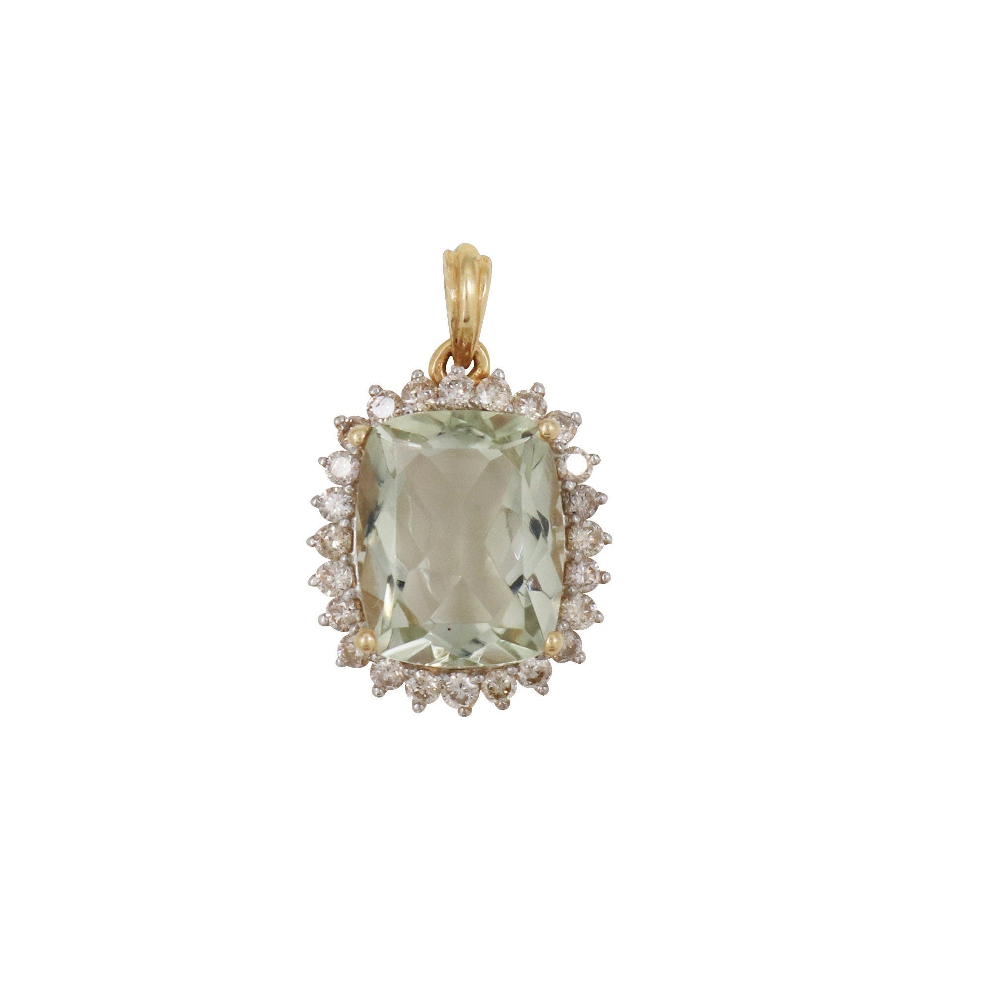 Green Amethyst Pendant 14K Gold