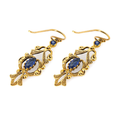 Blue Sapphire Gemstone Earring Gold