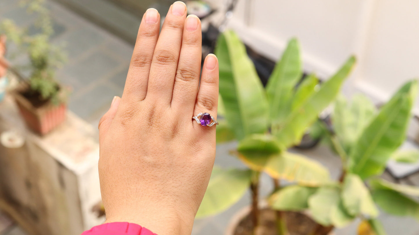 Amethyst Engagement Ring 14K Gold