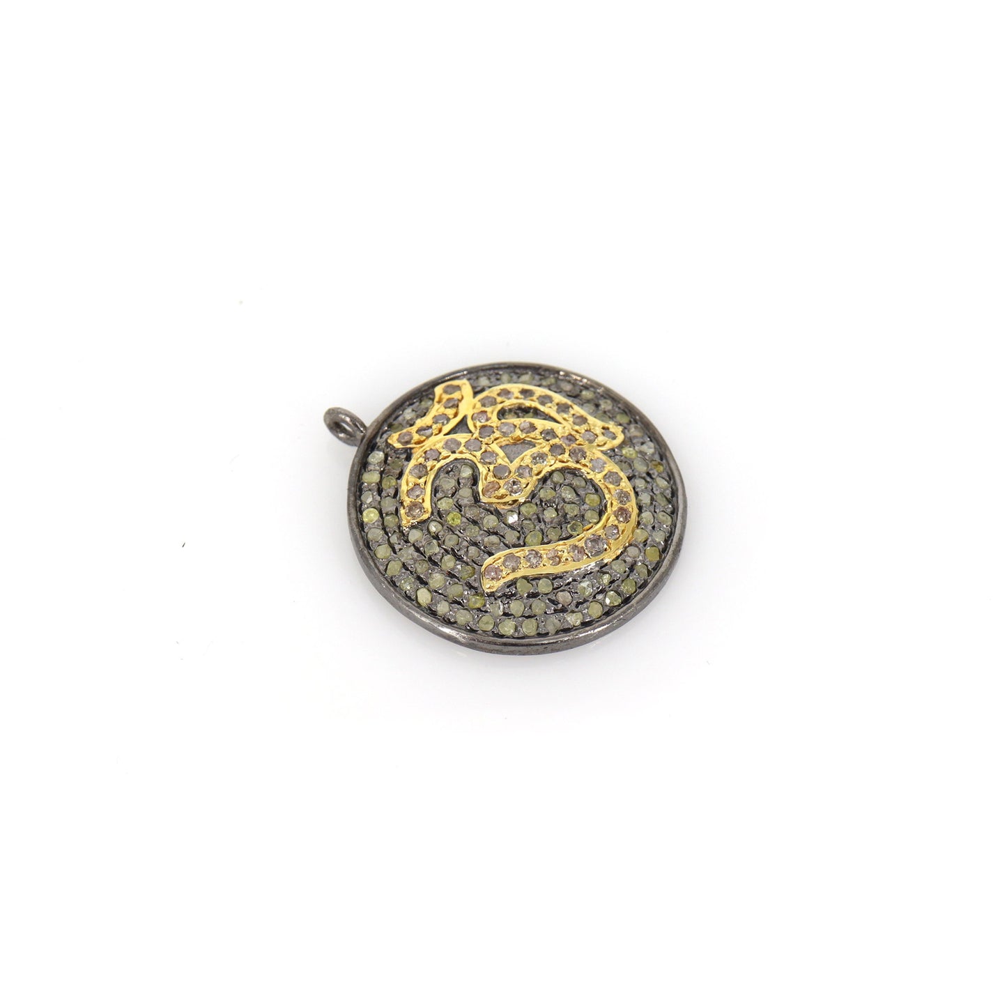 925 Sterling Spiritual Yoga Ohm Symbol Charms Victorian Pave Charm Artisan Organic Meditation Jewelry Making Charms Silver