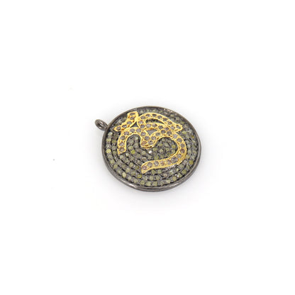 925 Sterling Spiritual Yoga Ohm Symbol Charms Victorian Pave Charm Artisan Organic Meditation Jewelry Making Charms Silver