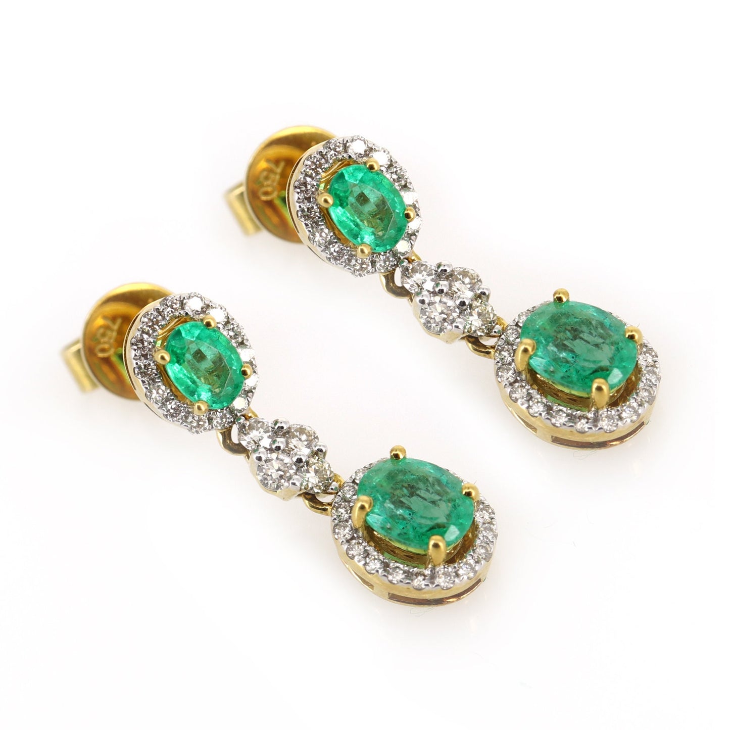 Yellow Oval Cut Emerald Earring 18K Gold