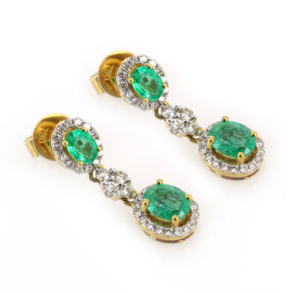 Yellow Oval Cut Emerald Earring 18K Gold