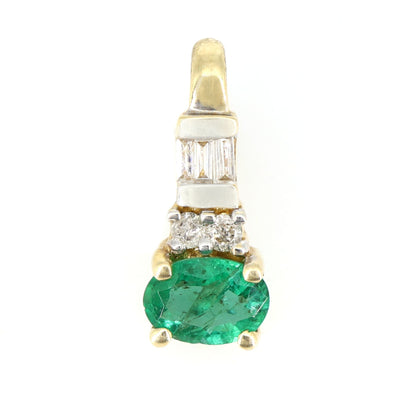 Yellow Oval Cut Emerald Baguette Round Cut Pendant 14K Gold